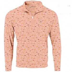 NEW SWINGJUICE men's golf mid century nostalgia quarter zip sweatshirt in peach